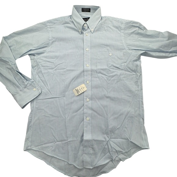 VINTAGE Christian Dior Shirt Mens 15 32-33 Blue Stripe Button Down Made USA 90s  Men